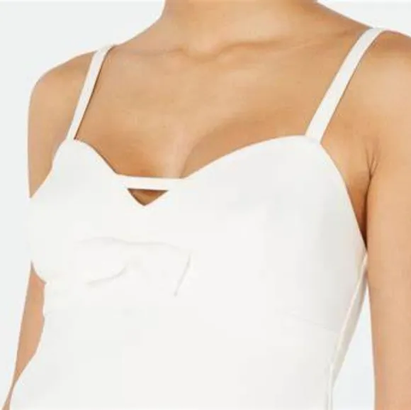 NWT, Betsey Johnson Bow Detail Scuba Dress in Vanilla Frosting