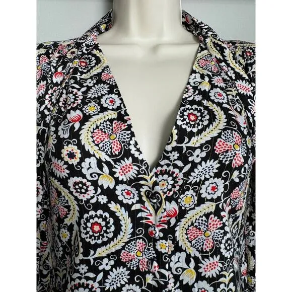 NWT Boden Tie Neck Mini Dress in Black Tropic Charm Print Size 2
