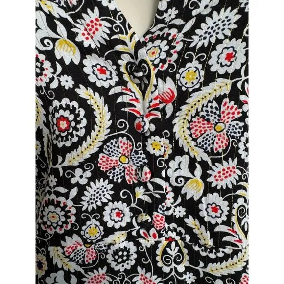 NWT Boden Tie Neck Mini Dress in Black Tropic Charm Print Size 2