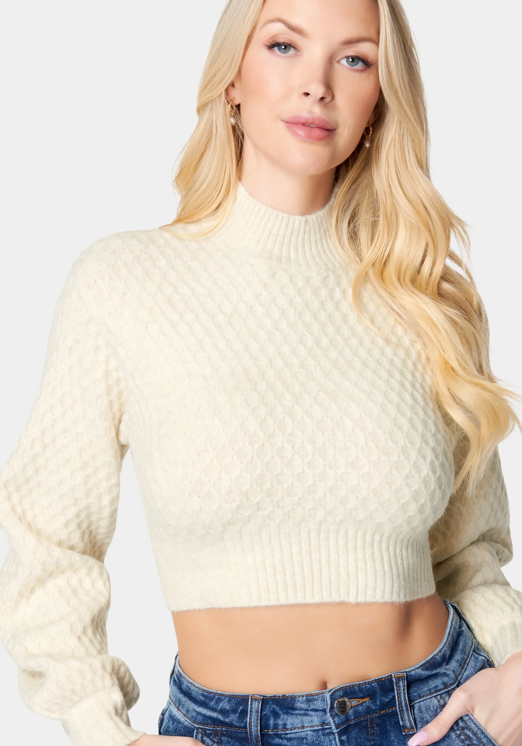 Open Back Mock Neck Sweater