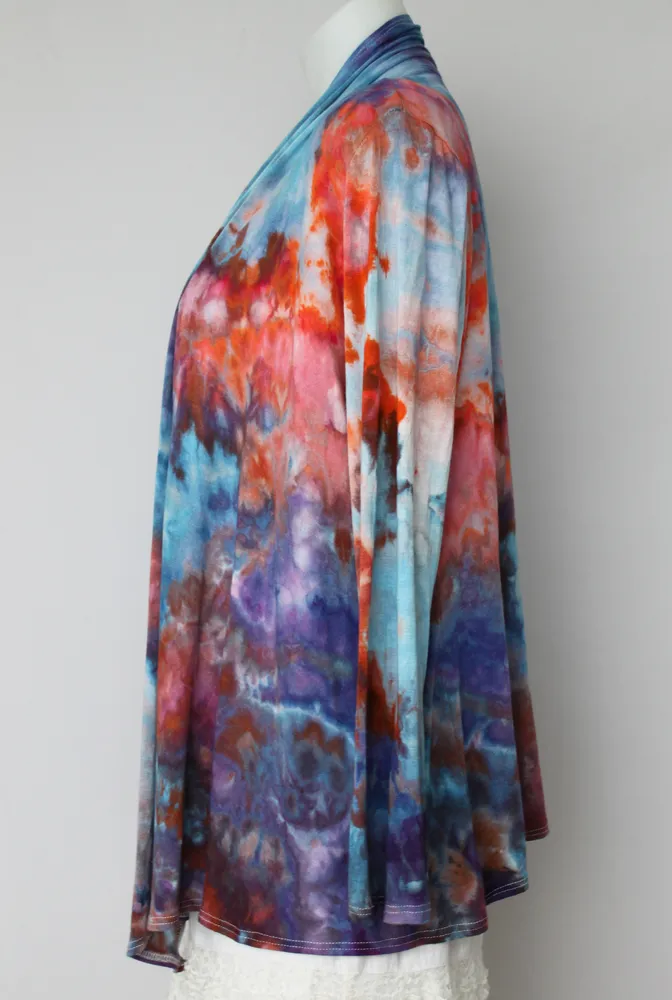 Open Cardigan size Small Ice dye - Karen's Wit crinkle