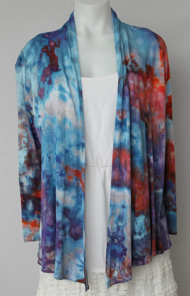Open Cardigan size Small Ice dye - Karen's Wit crinkle