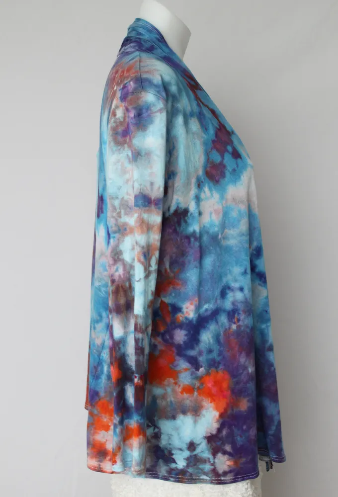 Open Cardigan size Small Ice dye - Karen's Wit crinkle