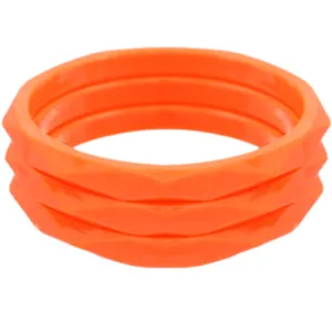 Orange 3-Piece Flat Design Stacked Bracelets