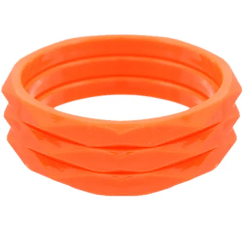 Orange 3-Piece Flat Design Stacked Bracelets