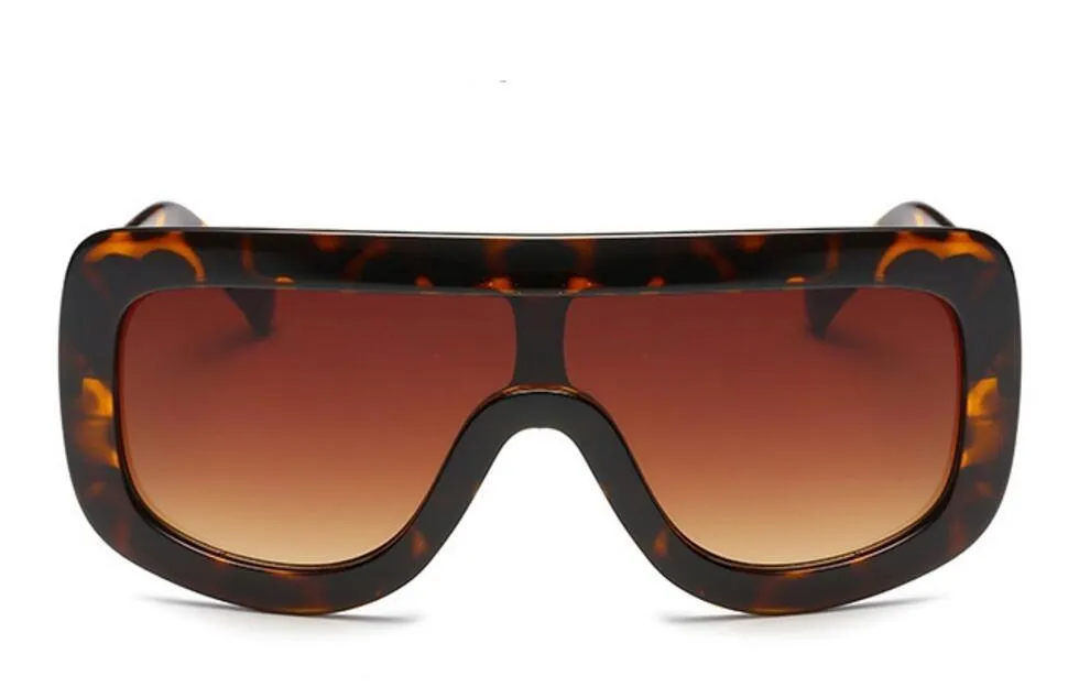 Oversized Square Women Vintage Shades Fashion Flat Top Men Sunglasses