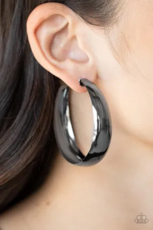 Paparazzi Flat Out Flawless - Black Hoop Earrings