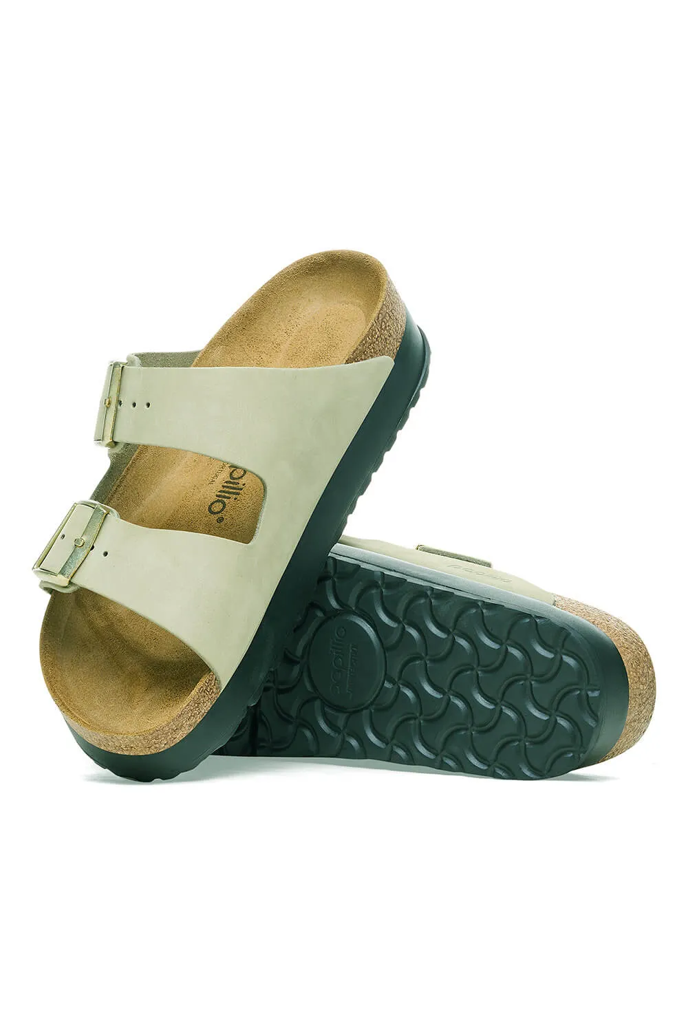 Papillio by Birkenstock Arizona Platform Nubuck Sandals for Women in Eucalyptus | 1026971