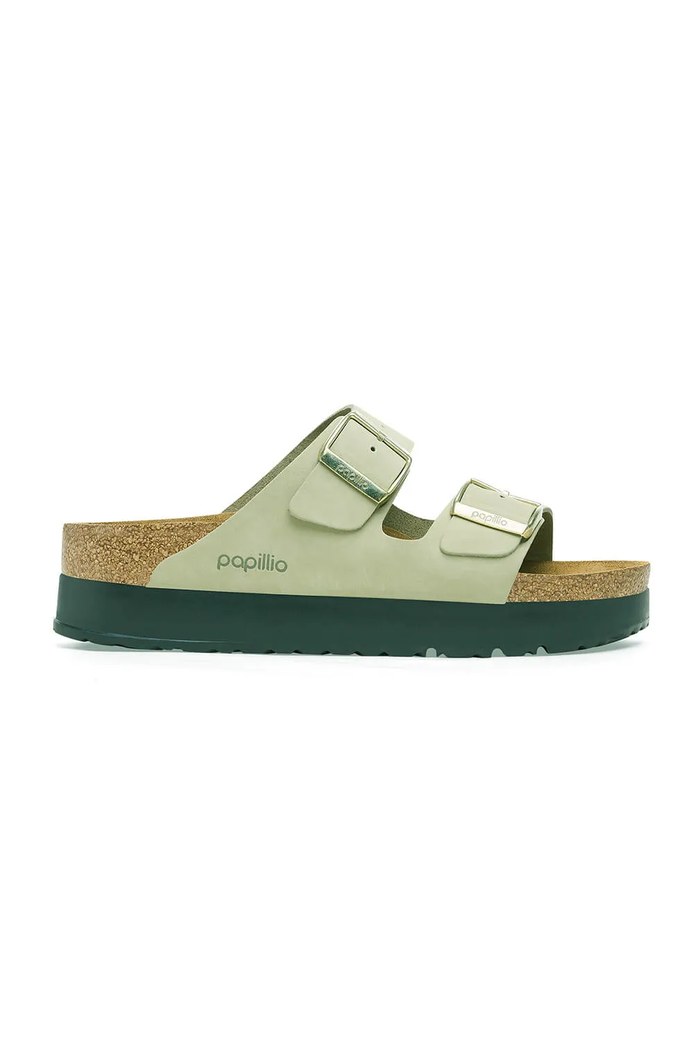 Papillio by Birkenstock Arizona Platform Nubuck Sandals for Women in Eucalyptus | 1026971