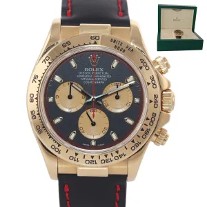 PAUL NEWMAN Rolex Daytona 116518 Gold Black Dial 18k Yellow Gold Leather Watch