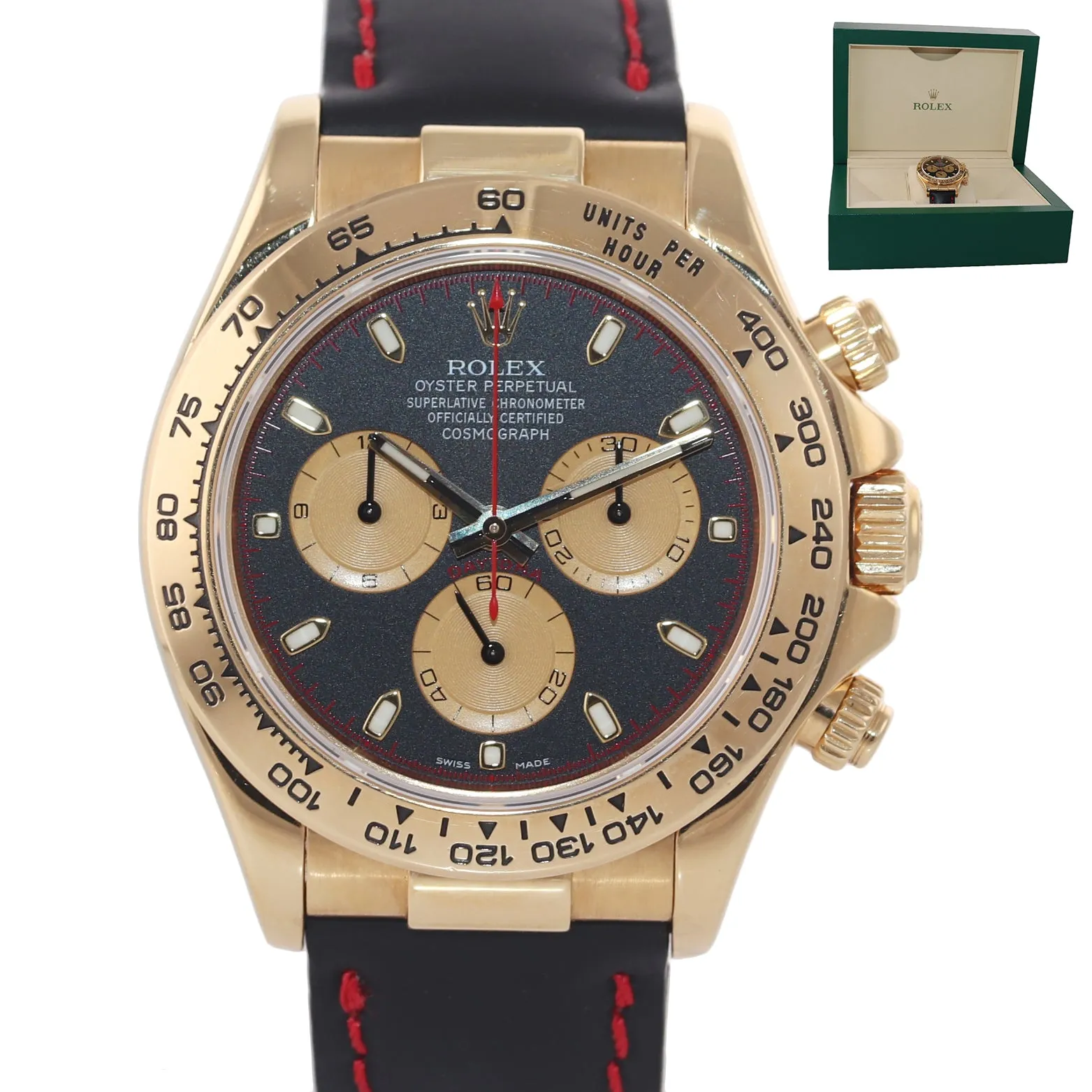 PAUL NEWMAN Rolex Daytona 116518 Gold Black Dial 18k Yellow Gold Leather Watch