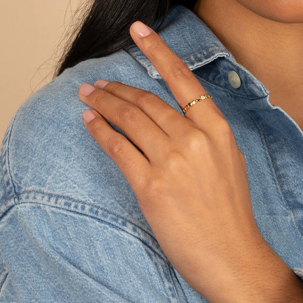 Pavé Accented Flat Bead Ring