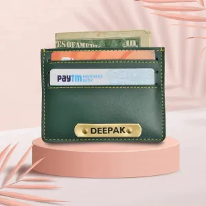Personalized Vegan Leather Unisex Card Wallet - Olive Green