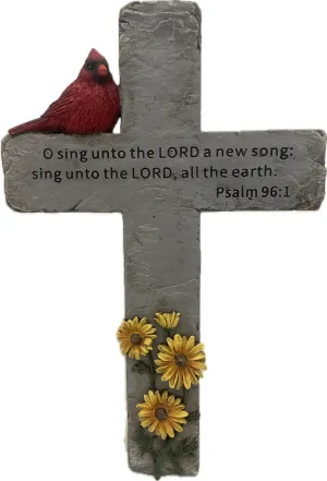 Pine Ridge Psalm 96:1 Cardinal Cross - Wall Hanging Cross, Wall Hanging Home Decor, Spiritual Cross Decor for Wall, Wildlife Decorations for Home Cabin, Cardinal Decor, Psalm 96:1