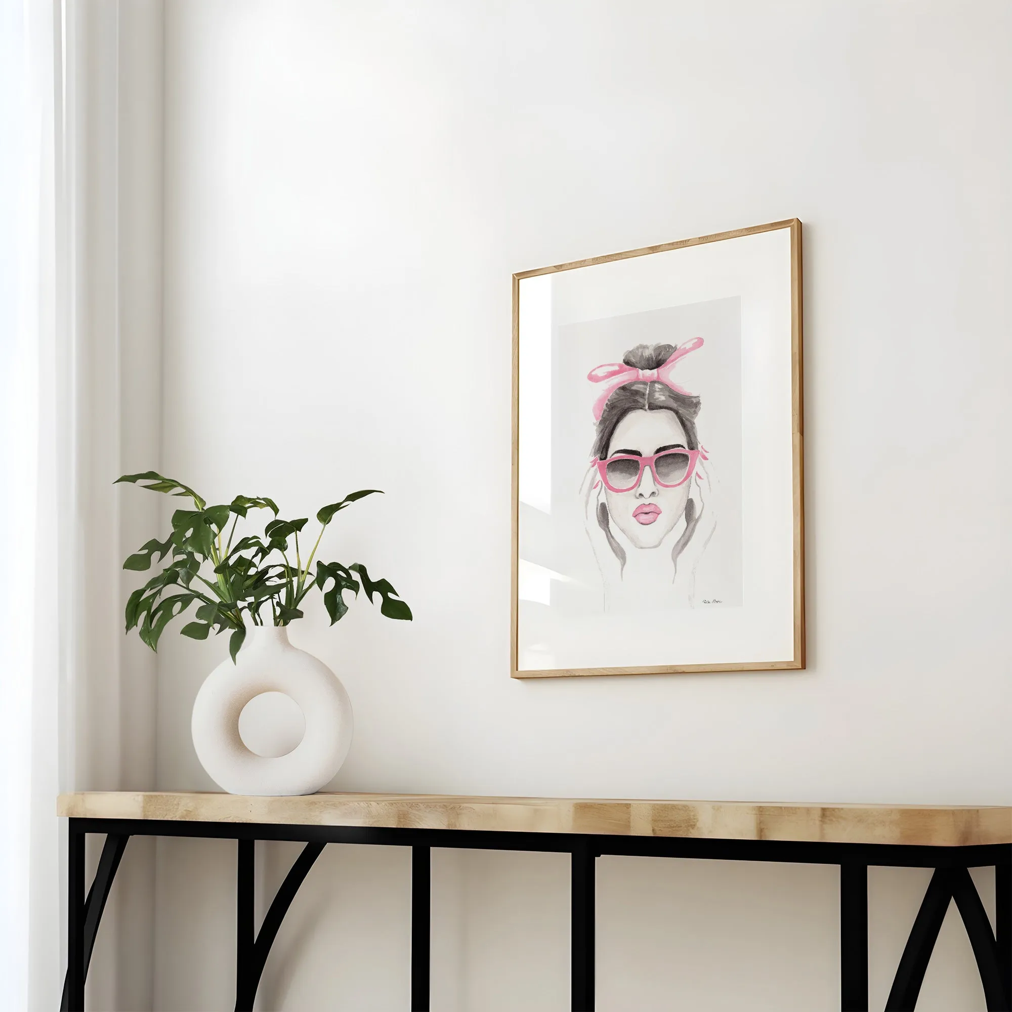 Pink Bow Fashion Illustration Watercolor Art Print