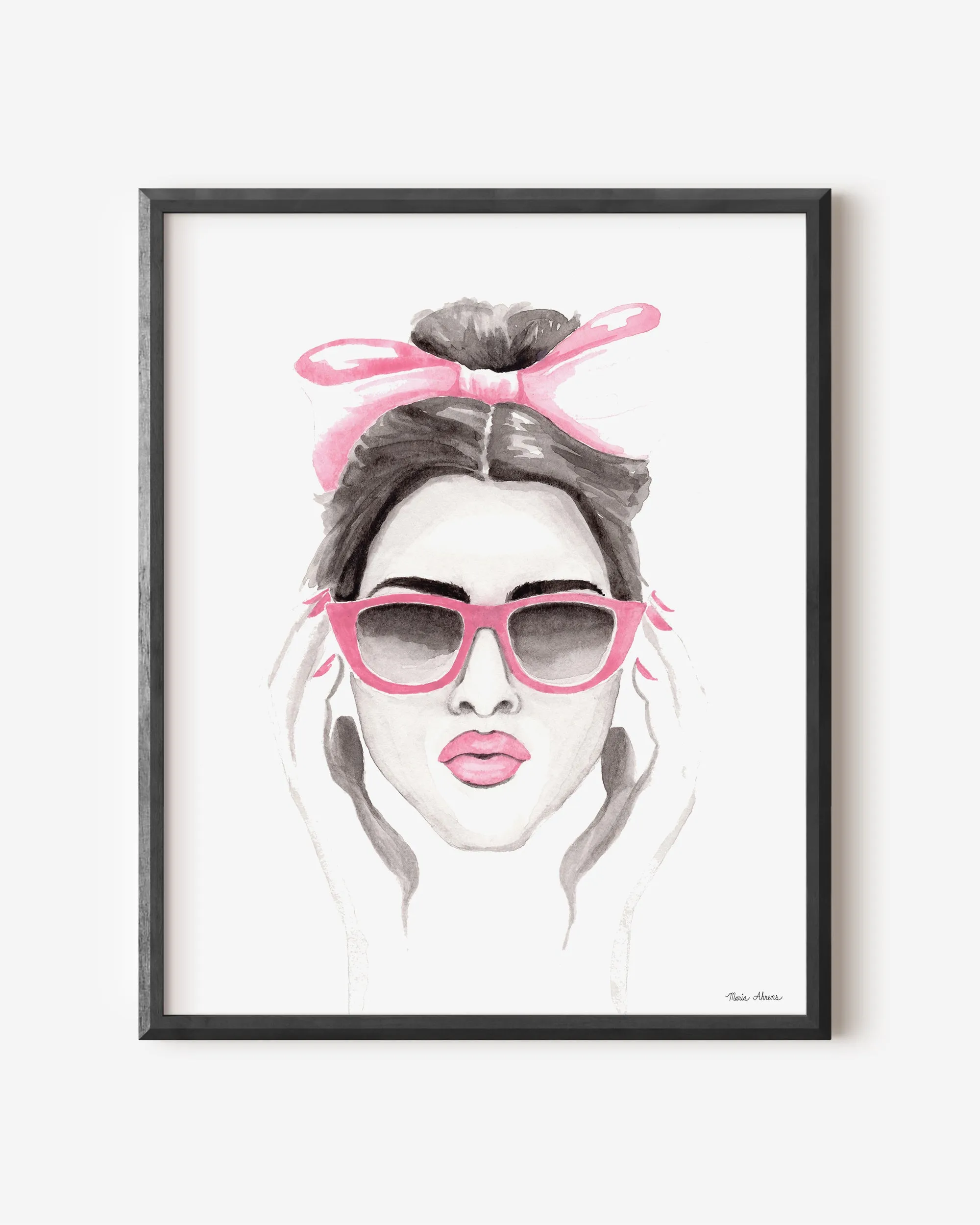 Pink Bow Fashion Illustration Watercolor Art Print