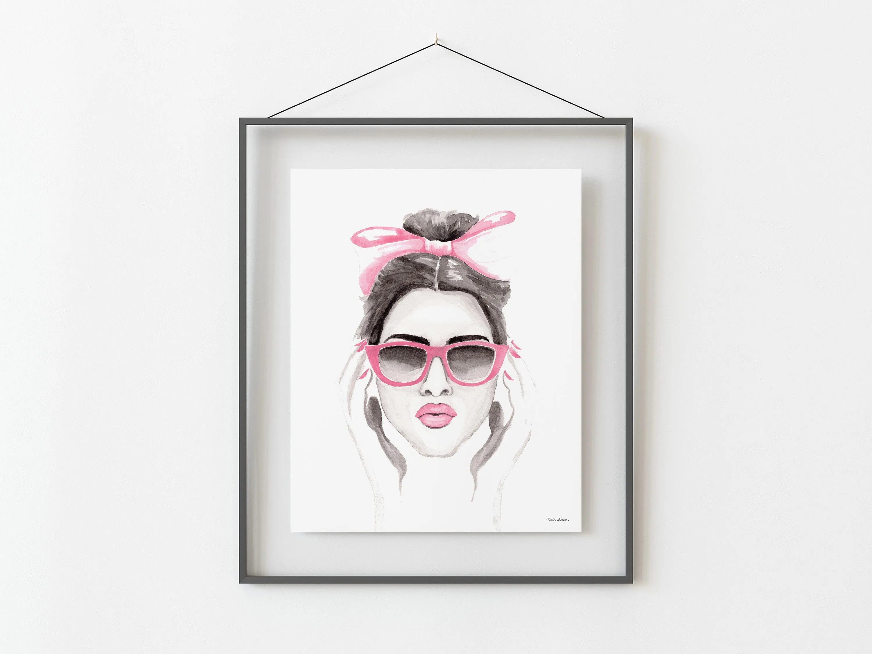Pink Bow Fashion Illustration Watercolor Art Print