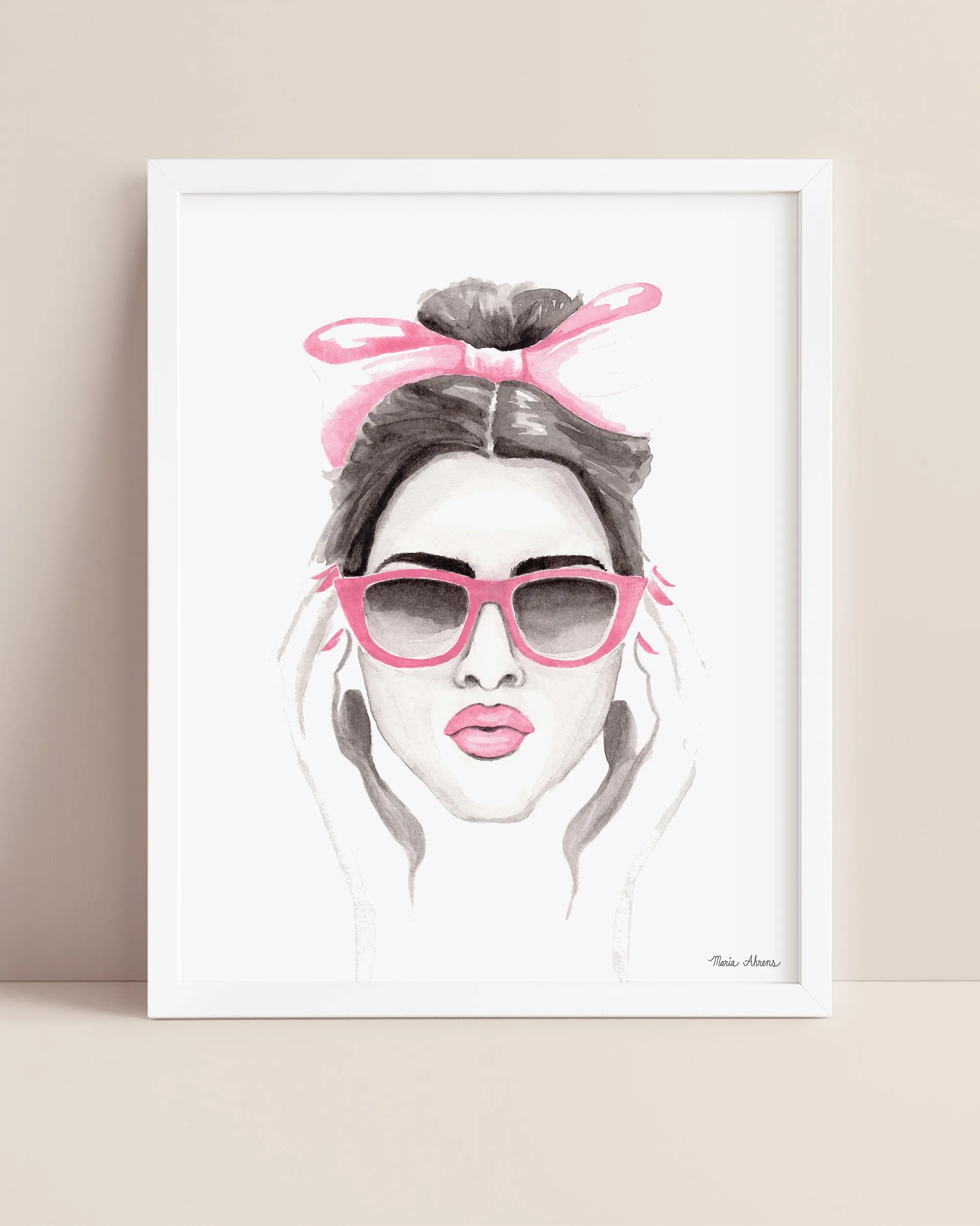 Pink Bow Fashion Illustration Watercolor Art Print