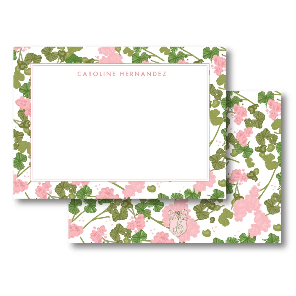 Pink Geranium Stationery