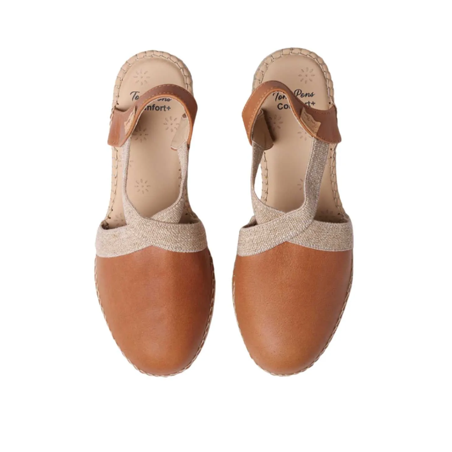 Plain Leather Wedge Espadrille for Women - Tundra