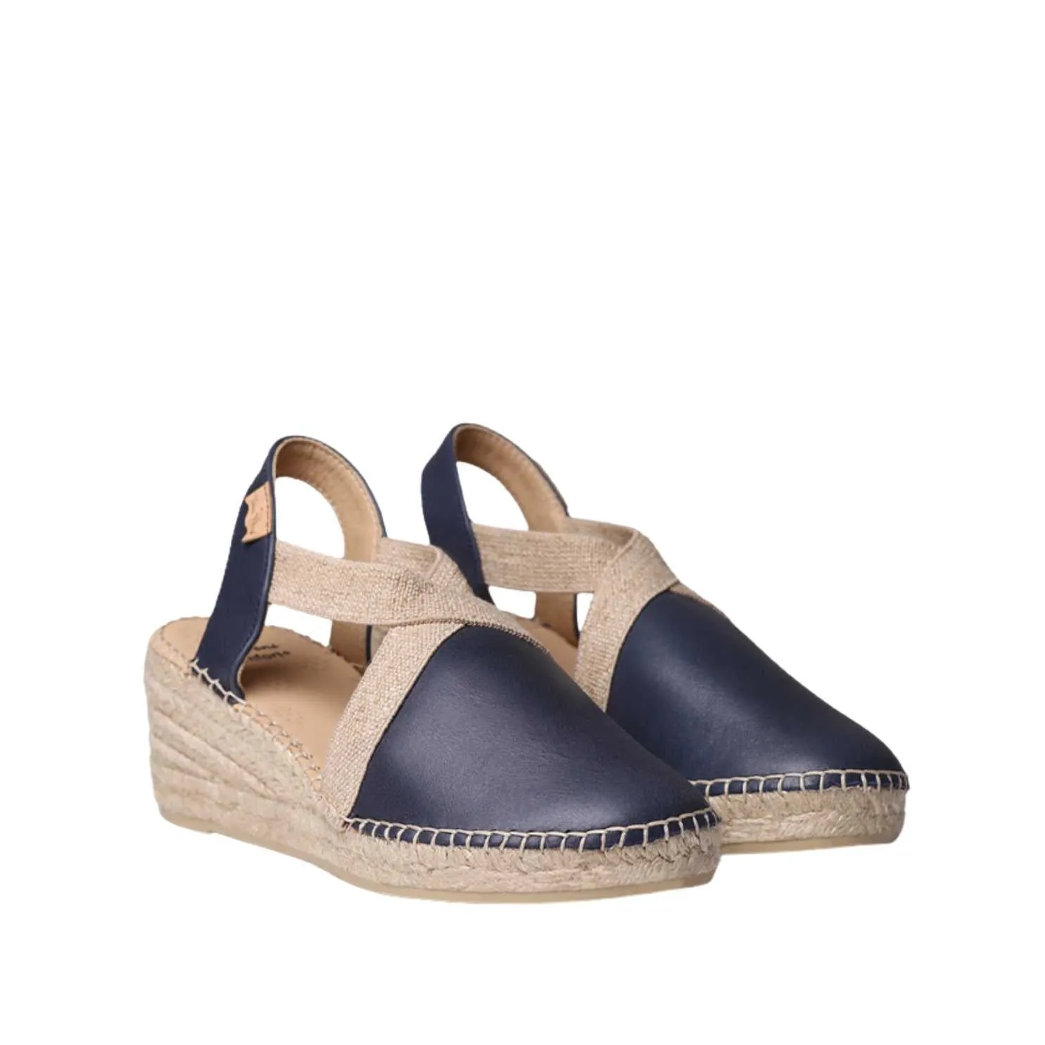 Plain Leather Wedge Espadrille for Women - Tundra