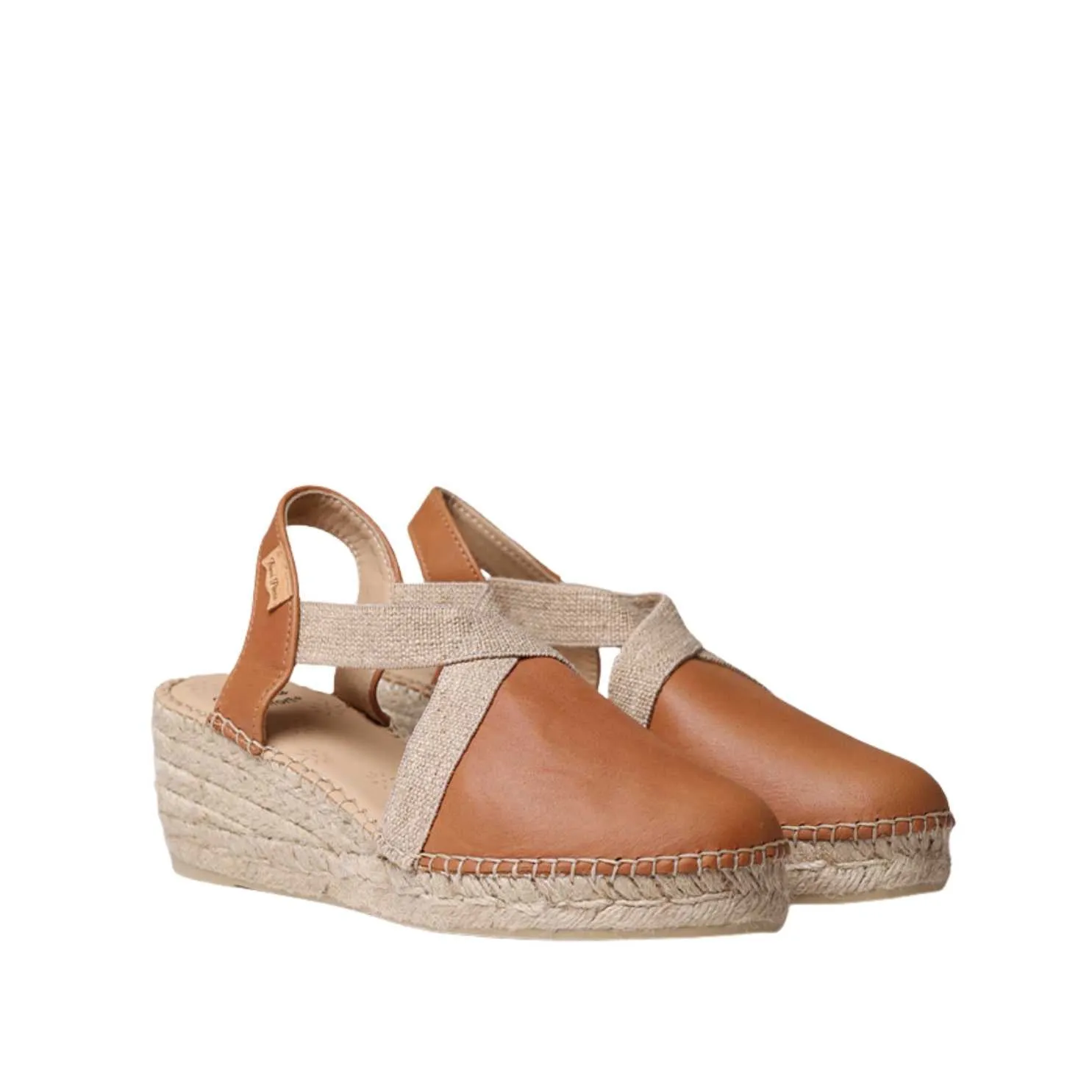 Plain Leather Wedge Espadrille for Women - Tundra