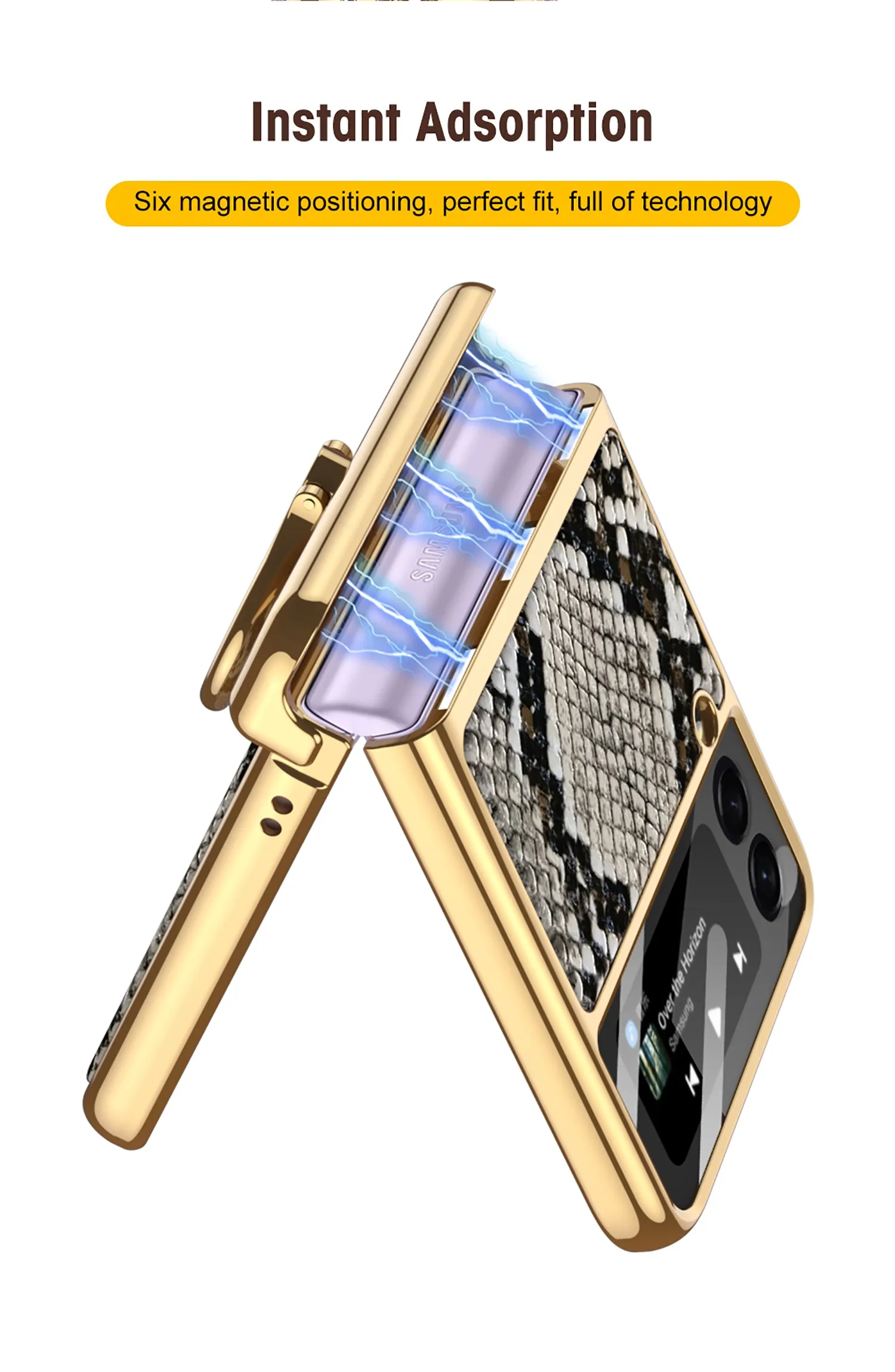 Plating Magnetic Leather Case For Samsung Galaxy Z Flip 3 Case All-included Back Tempered Glass Hard For Galaxy Z Flip3 Case