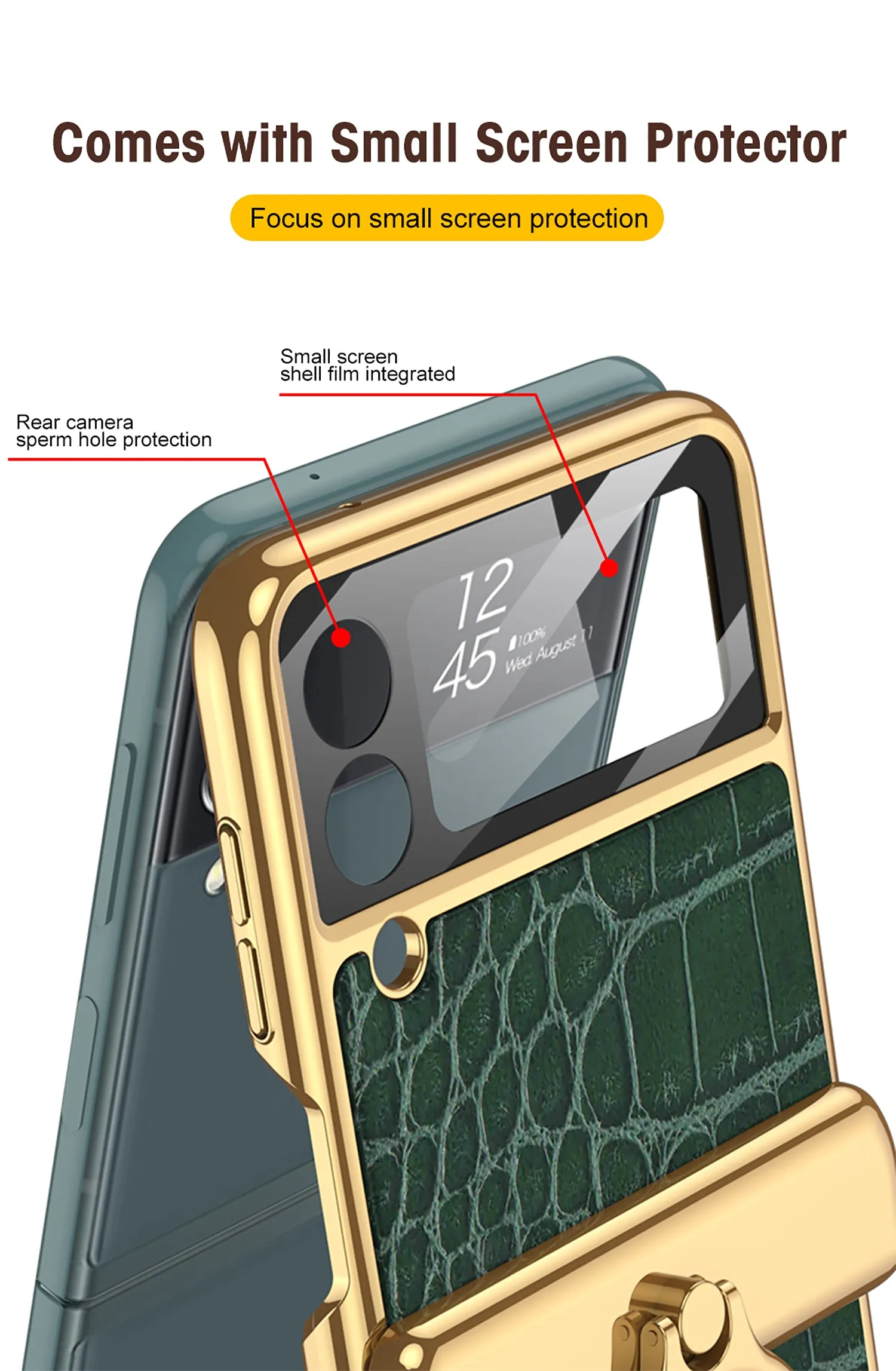 Plating Magnetic Leather Case For Samsung Galaxy Z Flip 3 Case All-included Back Tempered Glass Hard For Galaxy Z Flip3 Case