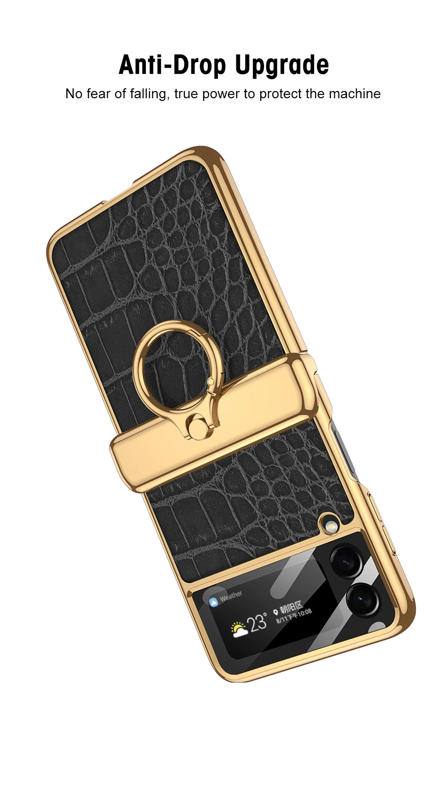 Plating Magnetic Leather Case For Samsung Galaxy Z Flip 3 Case All-included Back Tempered Glass Hard For Galaxy Z Flip3 Case