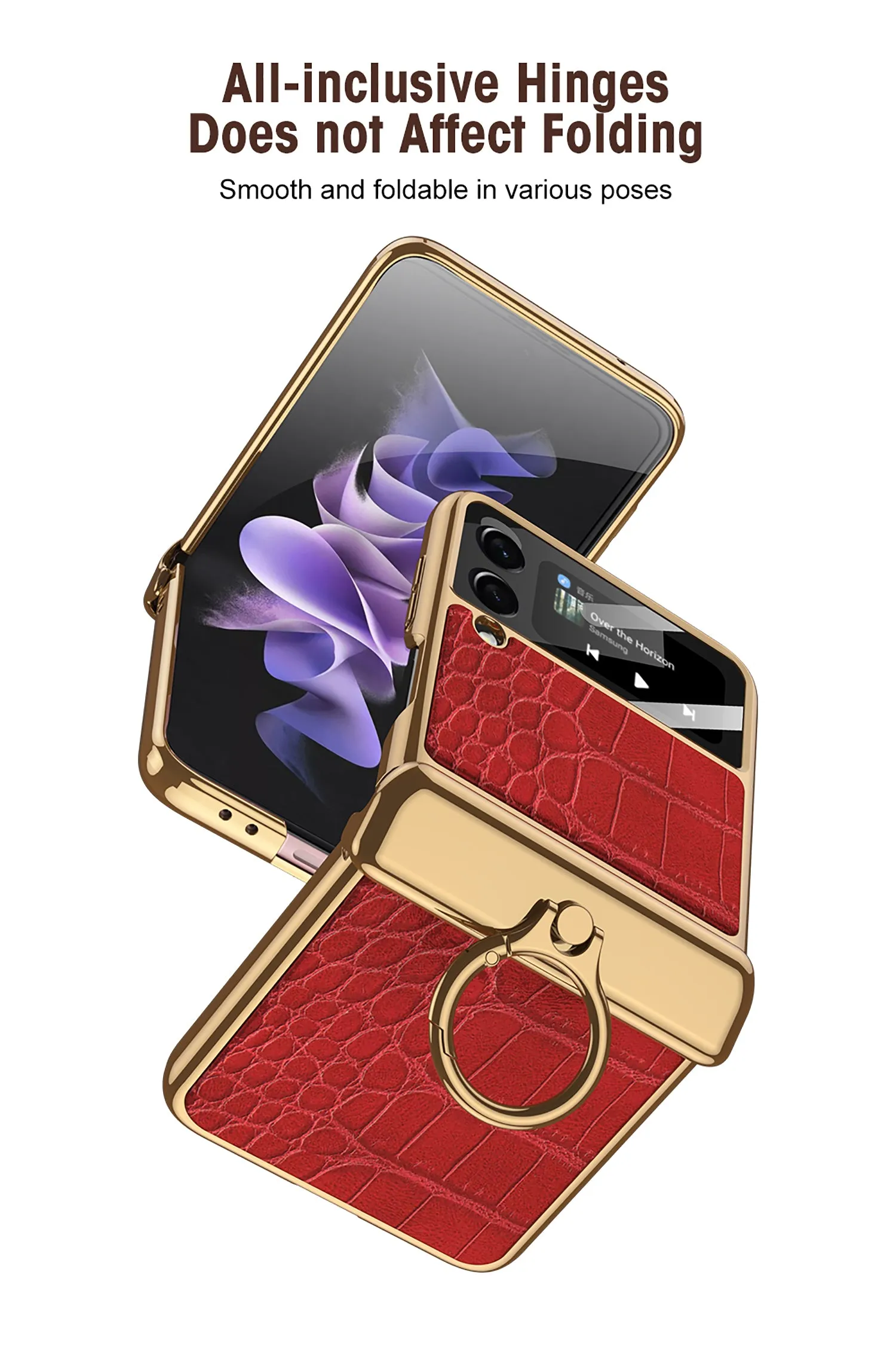 Plating Magnetic Leather Case For Samsung Galaxy Z Flip 3 Case All-included Back Tempered Glass Hard For Galaxy Z Flip3 Case