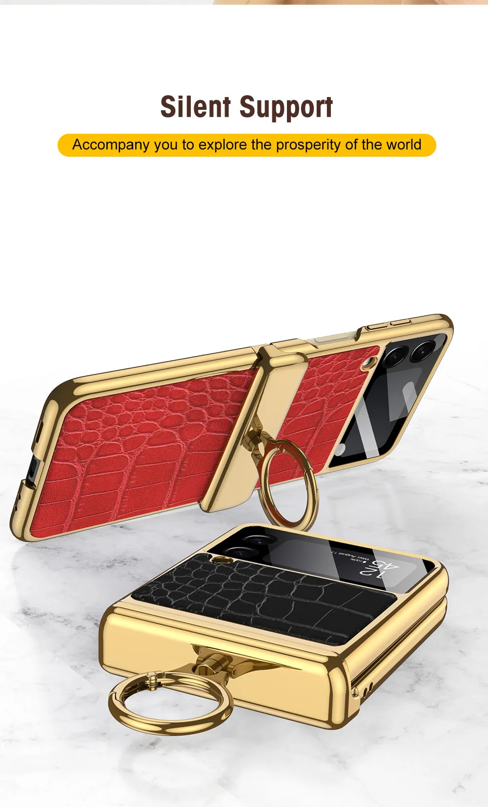 Plating Magnetic Leather Case For Samsung Galaxy Z Flip 3 Case All-included Back Tempered Glass Hard For Galaxy Z Flip3 Case