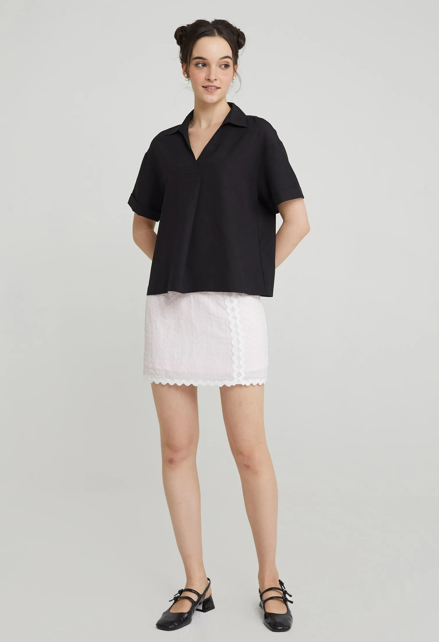 Pleated Slip-On Top