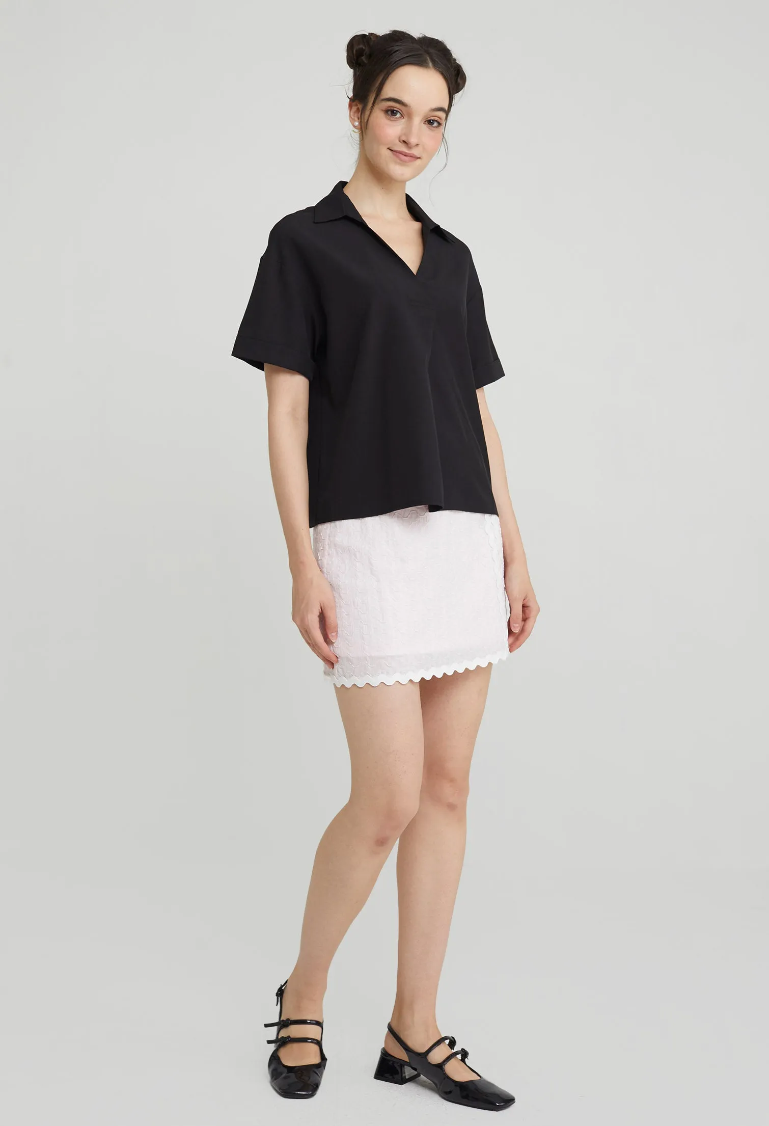 Pleated Slip-On Top