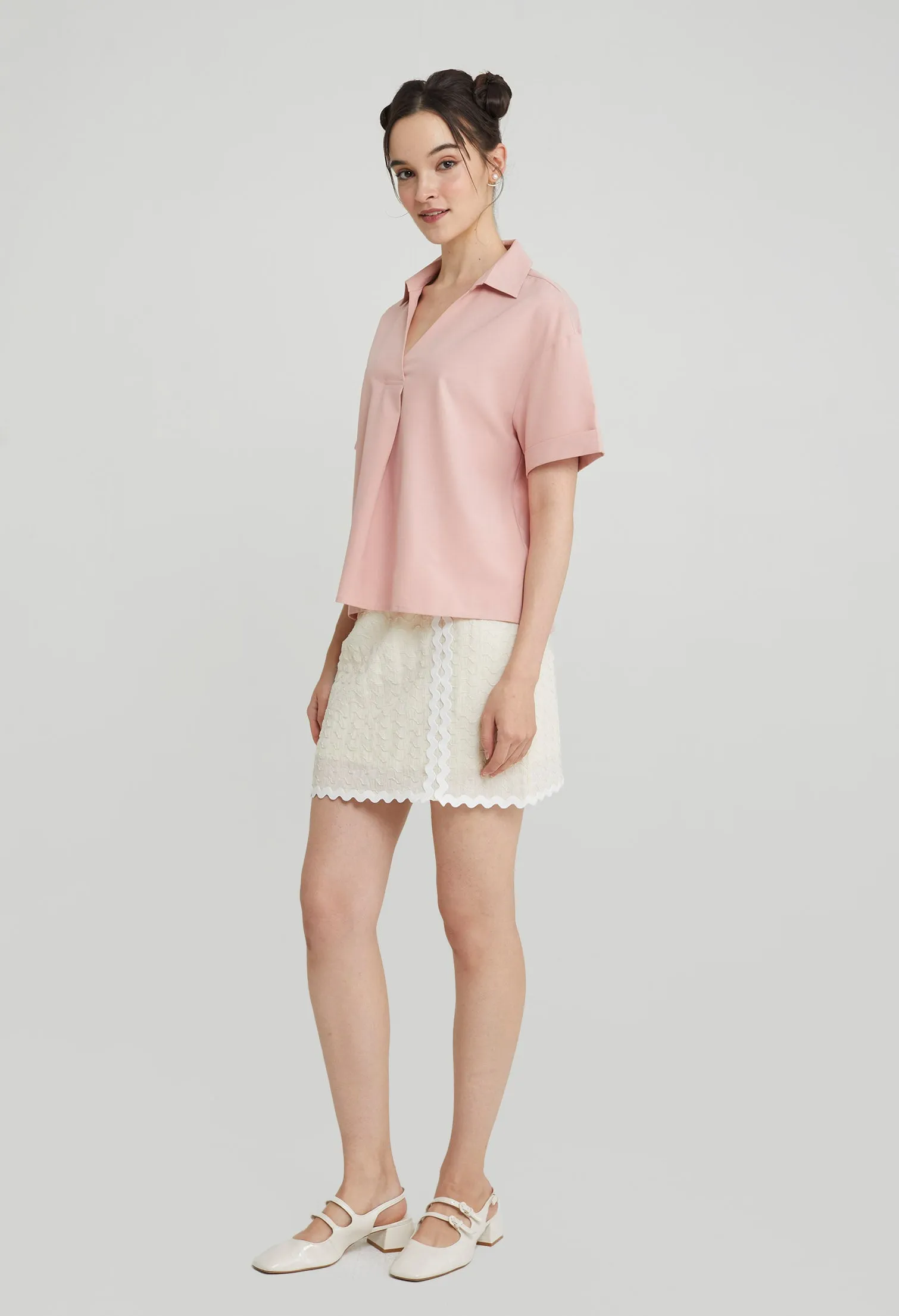 Pleated Slip-On Top