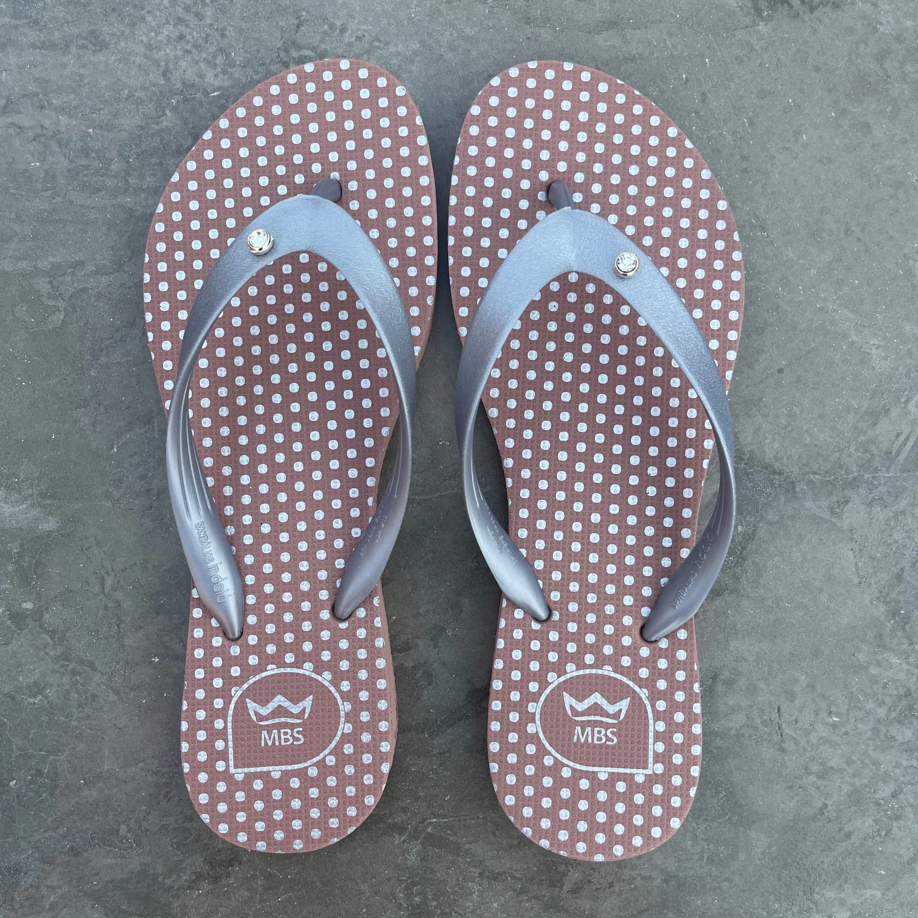 Polka Dots Natural and Silver Flip Flops