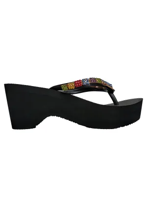 Poodle Rhinestone Black High Heels