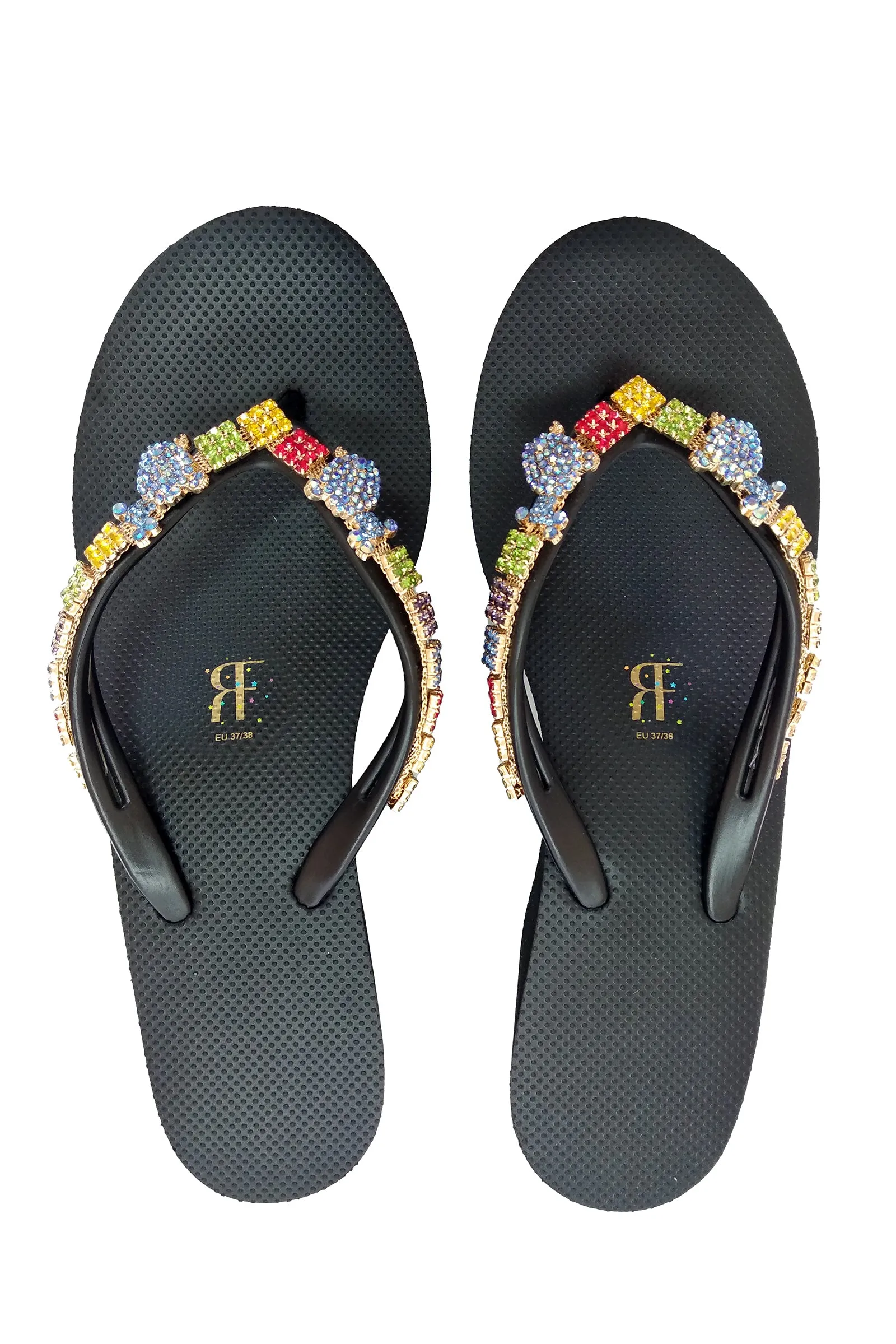 Poodle Rhinestone Black High Heels