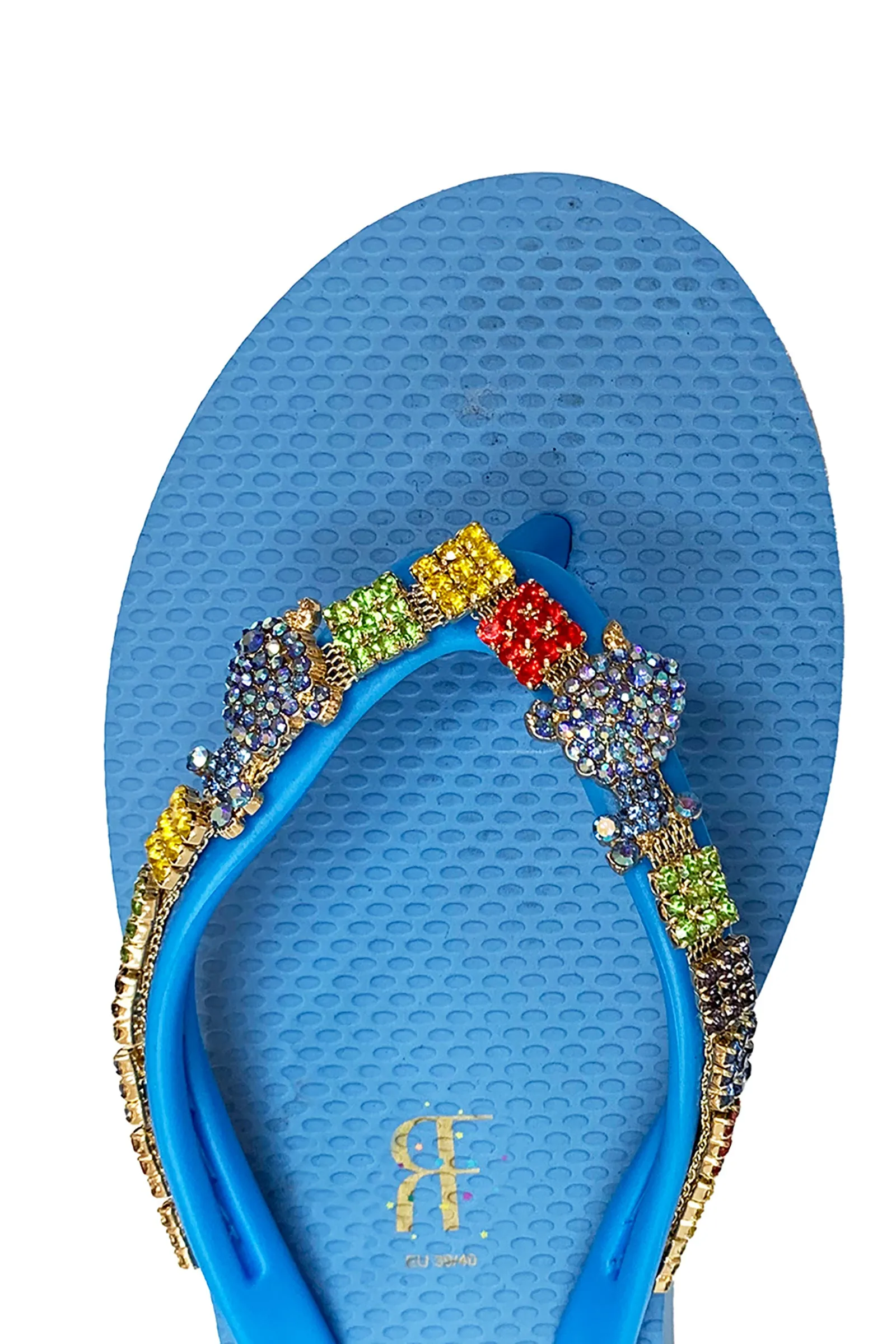 Poodle Rhinestone Blue Flip Flop
