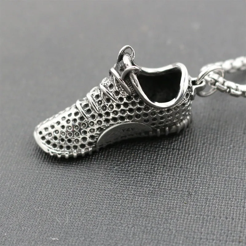 Popular style Punk Gothic Cool Titanium Stainless Steel Sports Shoes Shape Pendants Necklaces for Men Jewelry  6C0400