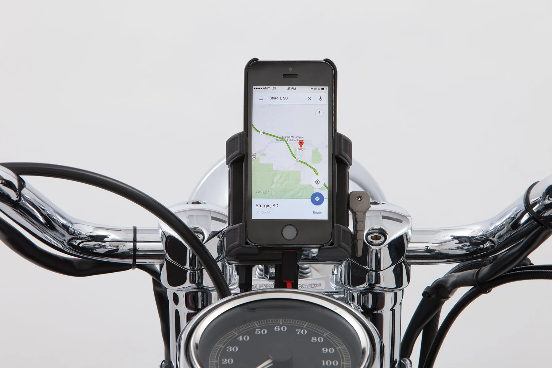 Premium Smartphone Holder w/ Charger, 7/8-1" Clamp, Chrome