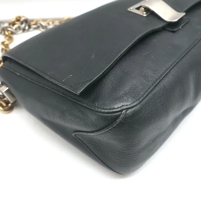 Proenza Schouler PS Courier Two-Tone Chain Strap Small Bag Black Leather