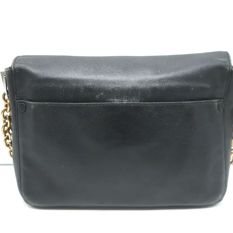 Proenza Schouler PS Courier Two-Tone Chain Strap Small Bag Black Leather