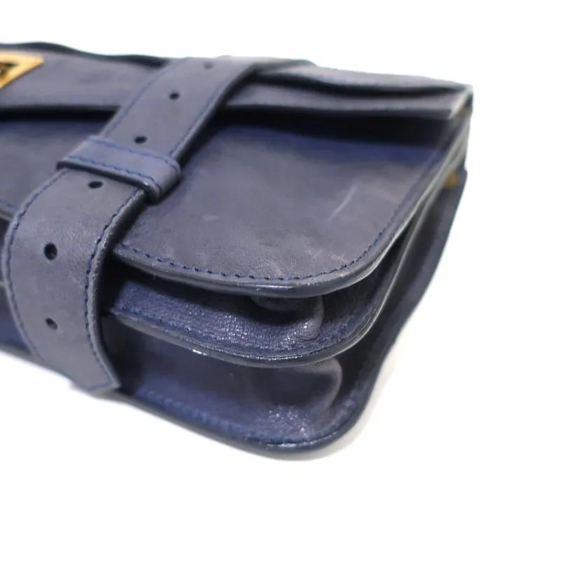 Proenza Schouler PS1 Pochette Blue Leather Small Clutch Bag