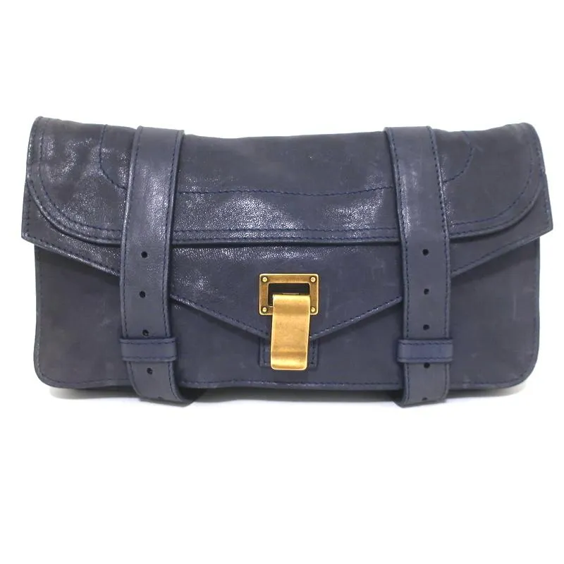 Proenza Schouler PS1 Pochette Blue Leather Small Clutch Bag