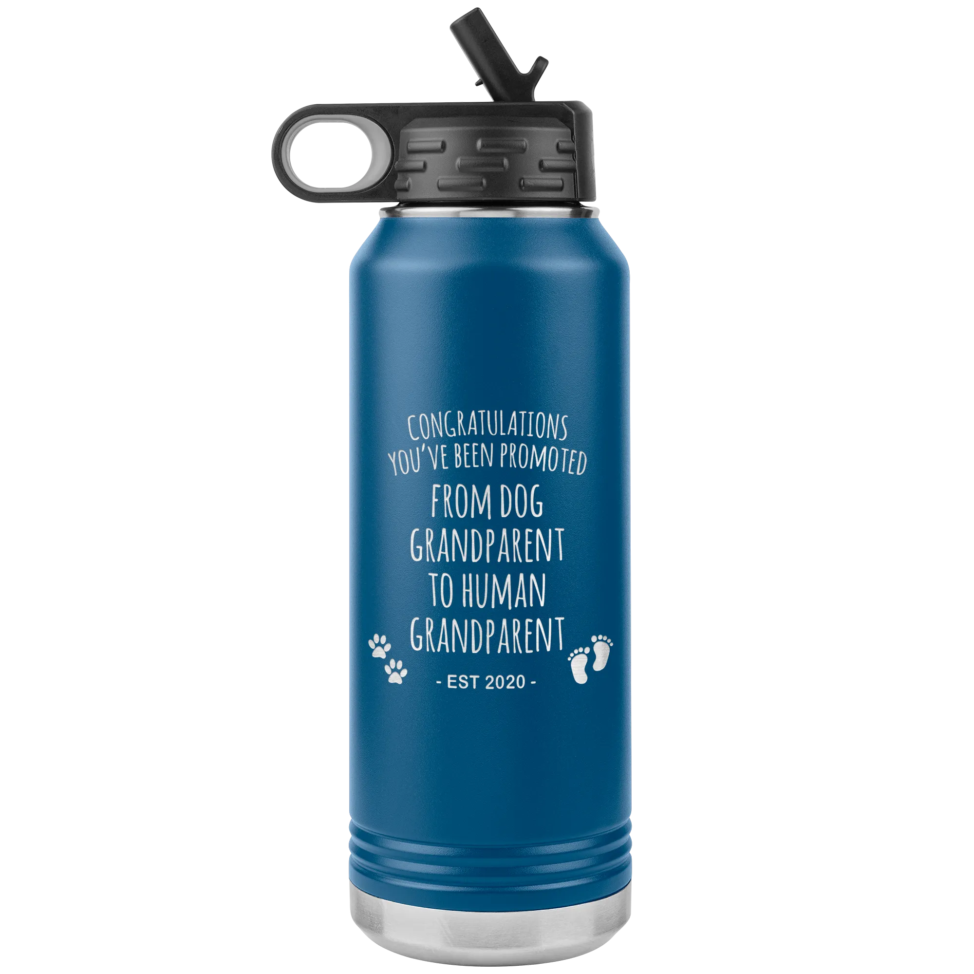 Promoted From Dog Grandparent To Human Grandparent Est 2020 Pregnancy Reveal Announcement First Time Grandparent Gift Insulated Water Bottle 32oz BPA Free