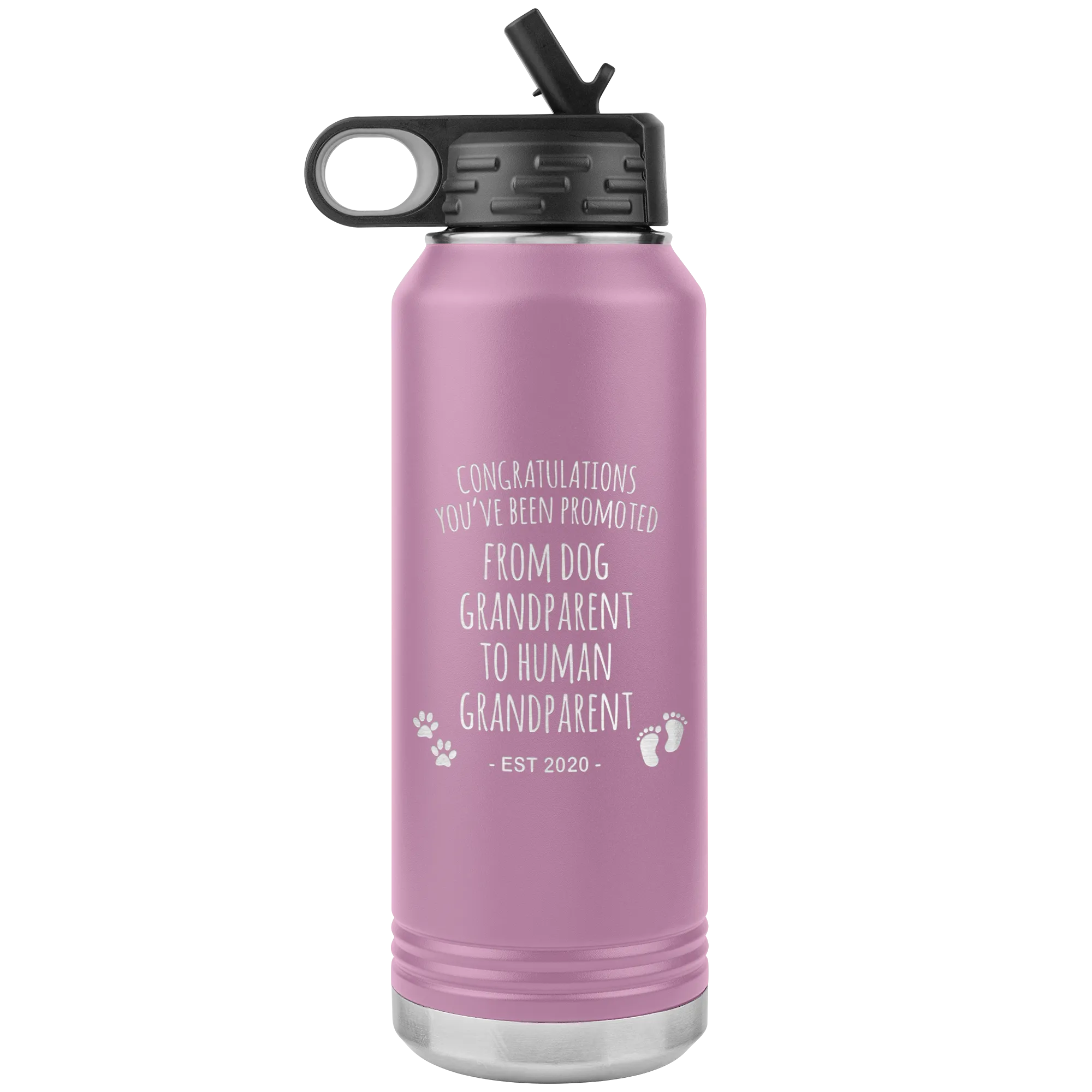 Promoted From Dog Grandparent To Human Grandparent Est 2020 Pregnancy Reveal Announcement First Time Grandparent Gift Insulated Water Bottle 32oz BPA Free