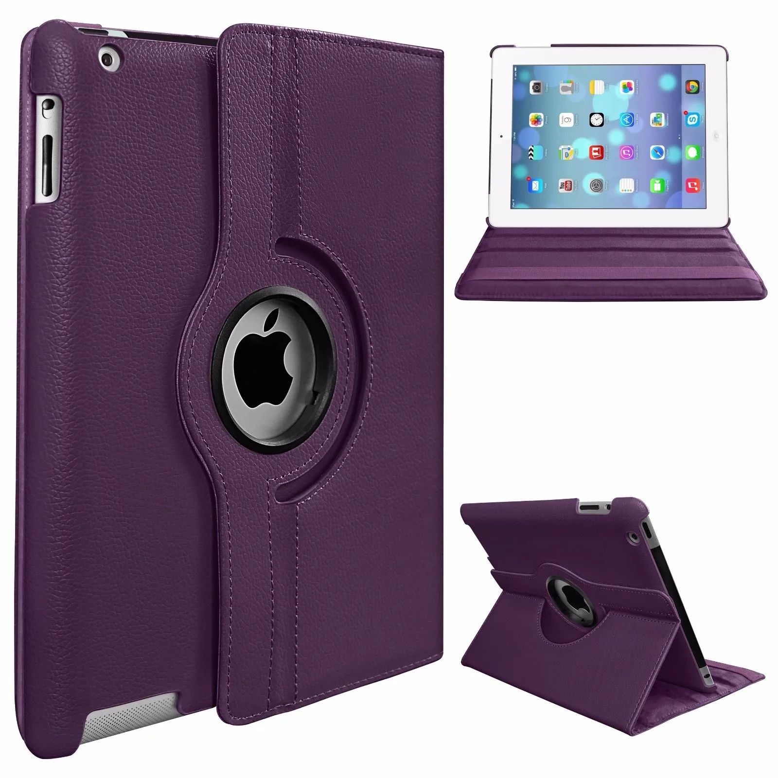 PU Leather Smart Stand Flip Case Cover for Apple iPad mini3/2/1 360 Rotation Tablet Full Protector Case Sky blue