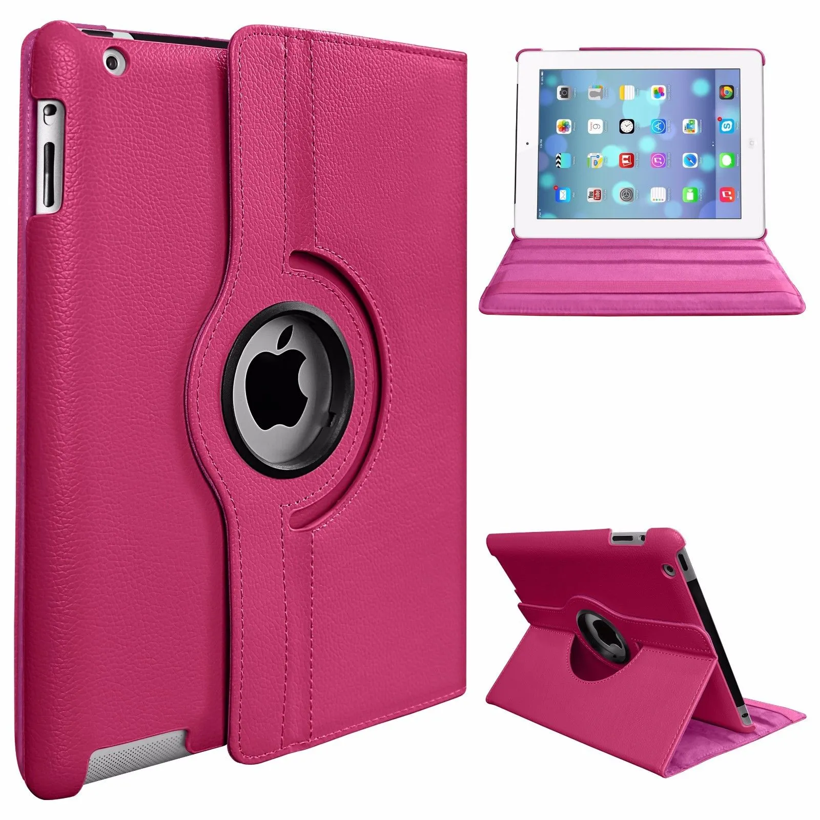 PU Leather Smart Stand Flip Case Cover for Apple iPad mini3/2/1 360 Rotation Tablet Full Protector Case
