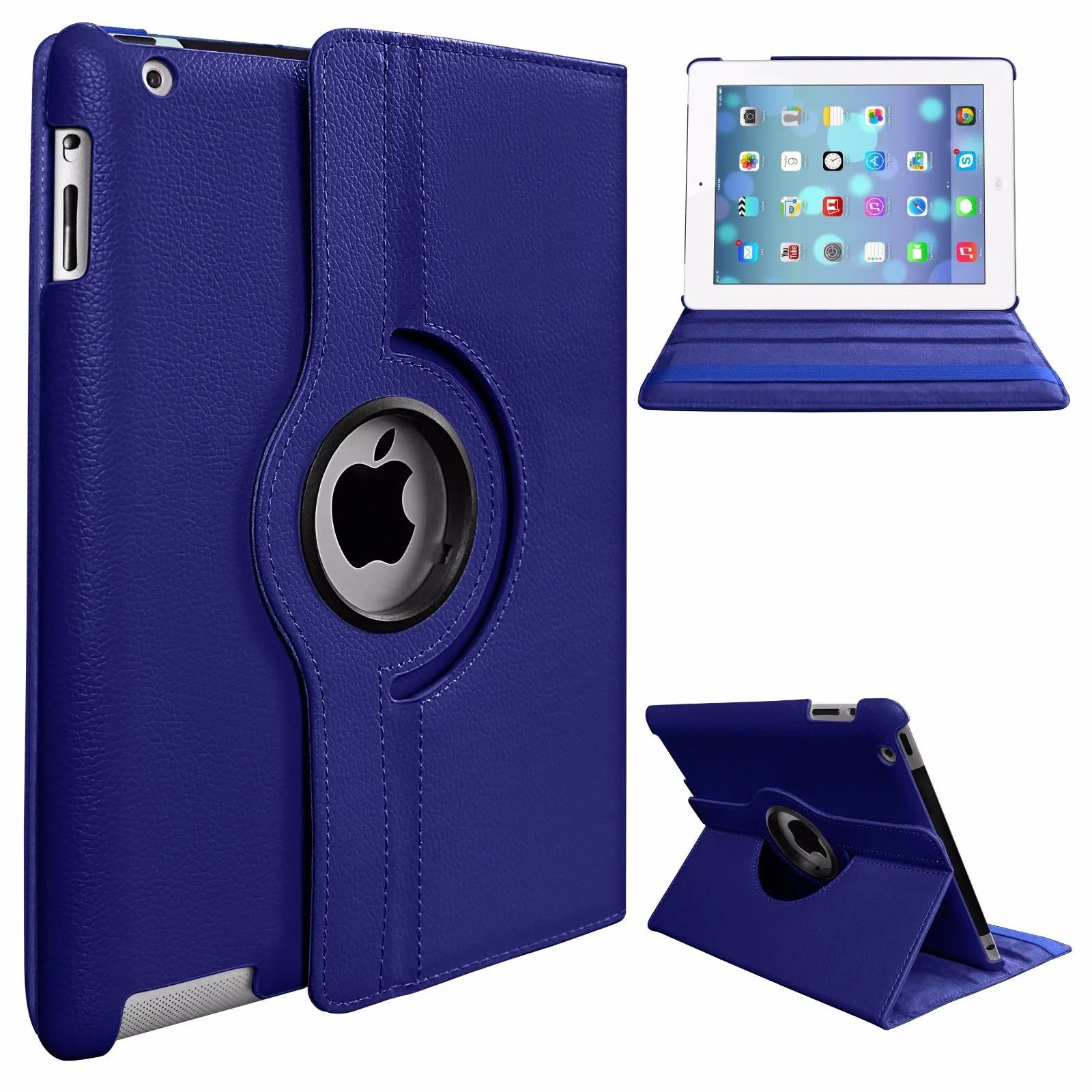 PU Leather Smart Stand Flip Case Cover for Apple iPad mini3/2/1 360 Rotation Tablet Full Protector Case