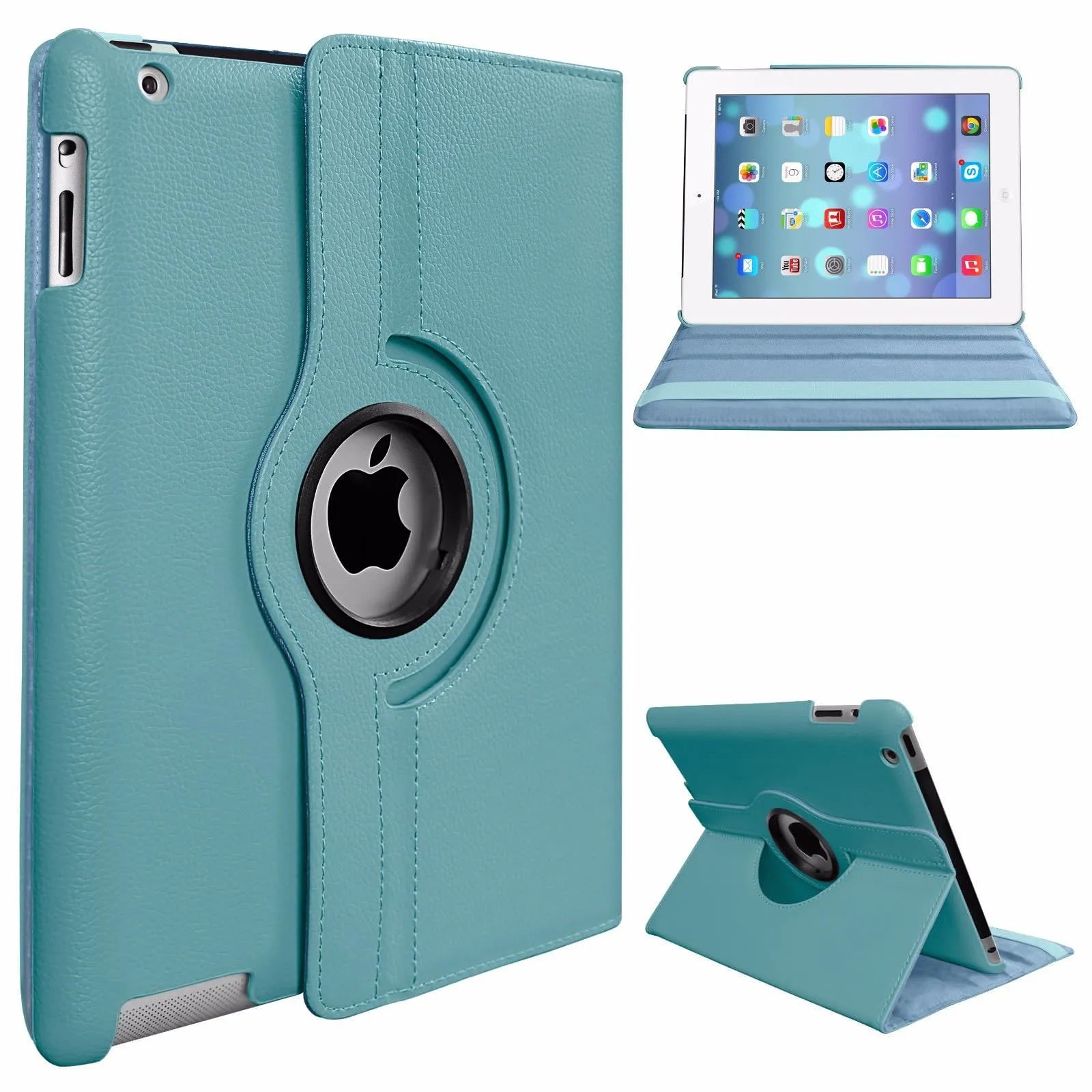 PU Leather Smart Stand Flip Case Cover for Apple iPad mini3/2/1 360 Rotation Tablet Full Protector Case